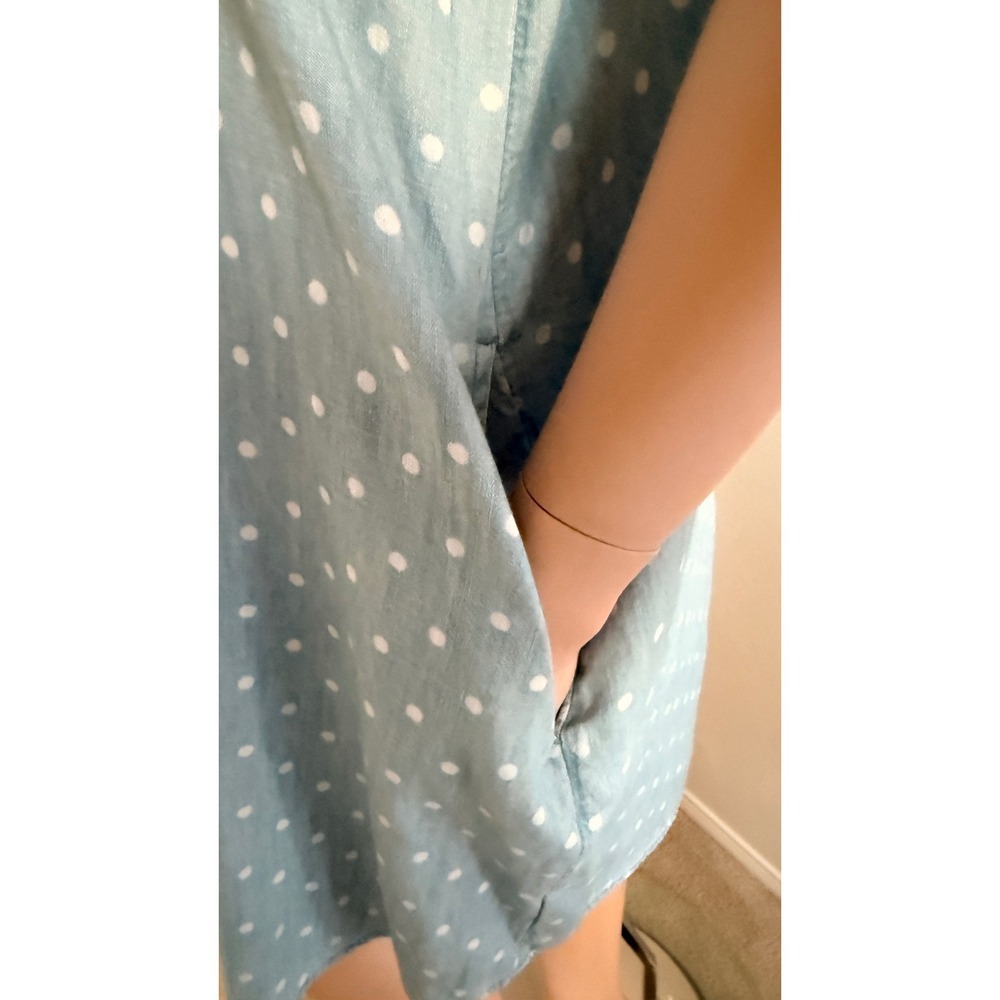 Old Navy Blue Polka Dot Chambray Button Back Shift Dress Pockets Sz L - Picture 3 of 14
